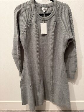 LOVELO Gray Ribbed Knit Long Sleeve Sweater Dress Size L Style OD52027
